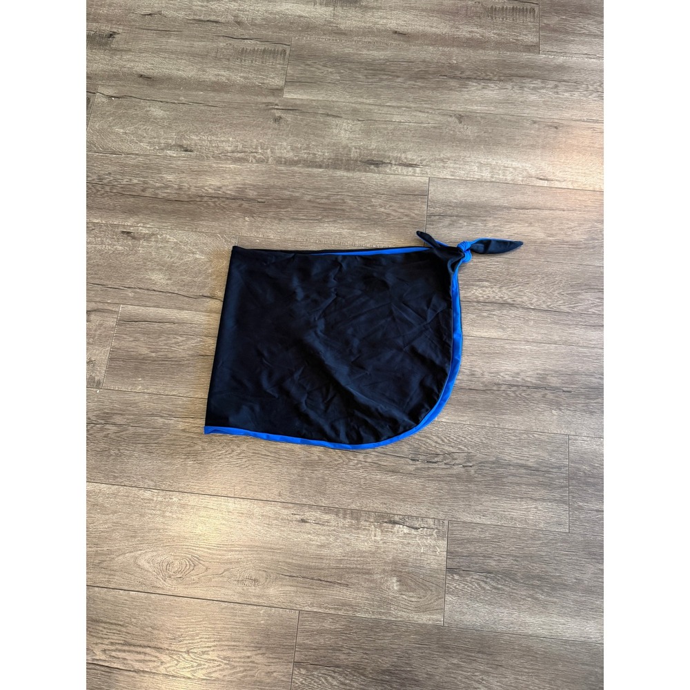 Reversible Black and Royal Blue Swim Sarong Wrap Skirt Tie Front Cover Up
